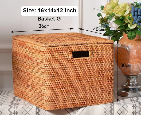 Storage Basket for Shelves, Large Rectangular Storage Basket, Storage Baskets for Kitchen, Woven Storage Basket for Living Room-LargePaintingArt.com