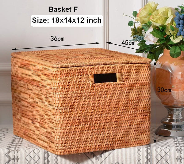 Oversized Rattan Storage Basket, Extra Large Rectangular Storage Basket for Clothes, Storage Baskets for Bathroom, Bedroom Storage Baskets-LargePaintingArt.com