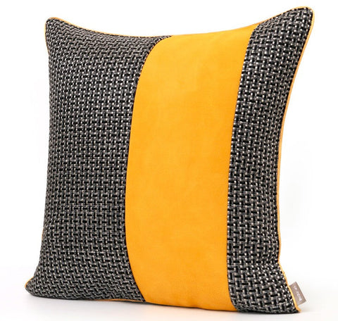 Large Black Yellow Modern Pillows, Modern Throw Pillows for Couch, Decorative Modern Sofa Pillows, Modern Simple Throw Pillows for Living Room-LargePaintingArt.com