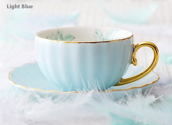 Beautiful British Tea Cups, Unique Afternoon Tea Cups and Saucers, Elegant Ceramic Coffee Cups, Royal Bone China Porcelain Tea Cup Set-LargePaintingArt.com