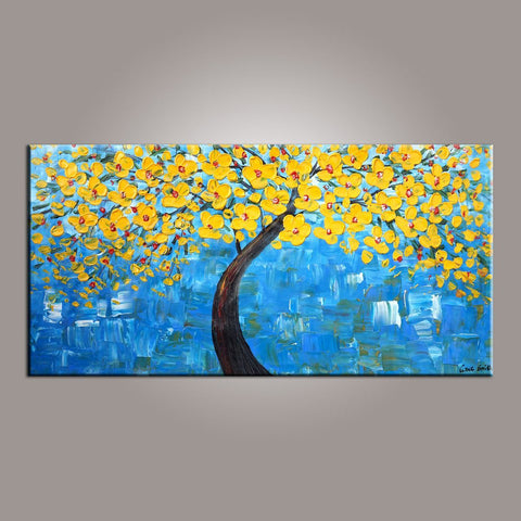 Tree Painting, Painting on Sale, Flower Art, Abstract Art Painting, Canvas Wall Art, Bedroom Wall Art, Canvas Art, Modern Art, Contemporary Art-LargePaintingArt.com