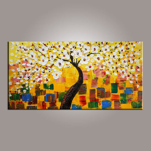 Painting on Sale, Flower Tree Painting, Abstract Art Painting, Canvas Wall Art, Dining Room Wall Art, Canvas Art, Modern Art, Contemporary Art-LargePaintingArt.com