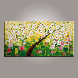 Canvas Wall Art, Flower Tree Painting, Abstract Art Painting, Painting on Sale, Dining Room Wall Art, Canvas Art, Modern Art, Contemporary Art-LargePaintingArt.com