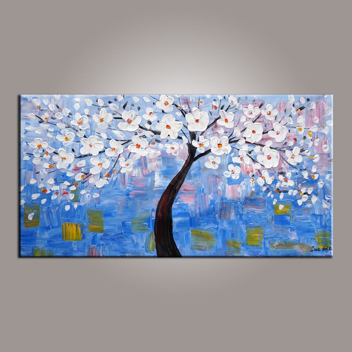 Abstract Canvas Art, Flower Tree Painting, Tree of Life Painting, Painting on Sale, Contemporary Art-LargePaintingArt.com