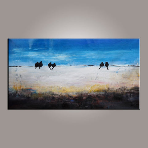 Abstract Art, Love Birds Painting, Modern Art, Painting for Sale, Contemporary Art, Flower Art, Abstract Art, Living Room Wall Art, Canvas Art-LargePaintingArt.com