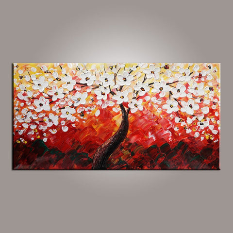 Painting for Sale, Heavy Texture Painting, Flower Oil Painting, Abstract Art Painting, Bedroom Wall Art, Contemporary Art-LargePaintingArt.com