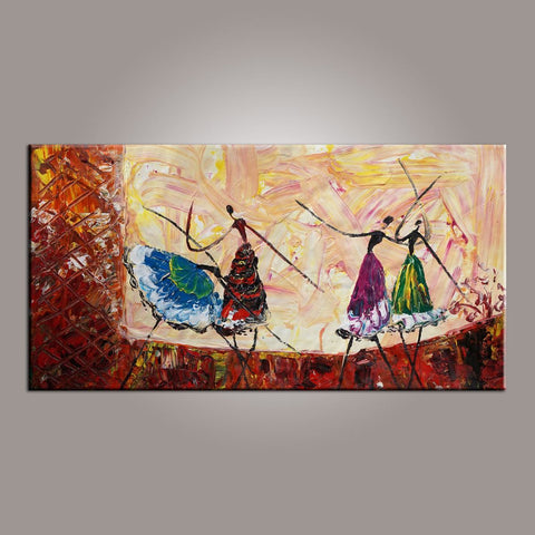 Abstract Painting, Ballet Dancer Art, Canvas Painting, Abstract Art, Hand Painted Art, Bedroom Wall Art-LargePaintingArt.com
