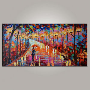 Living Room Wall Art, Canvas Art, Forest Park Painting, Modern Art, Painting for Sale, Contemporary Art, Abstract Art-LargePaintingArt.com