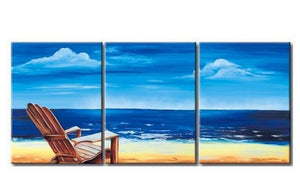 Mediterranean Sea, Seashore Painting, Landscape Painting, Large Painting, Living Room Wall Art, Modern Art, 3 Piece Wall Art, Abstract Painting, Wall Hanging-LargePaintingArt.com