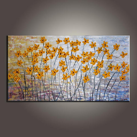 Art Painting, Flower Art, Modern Art, Contemporary Art, Abstract Art Painting, Canvas Wall Art, Living Room Wall Art, Canvas Art-LargePaintingArt.com