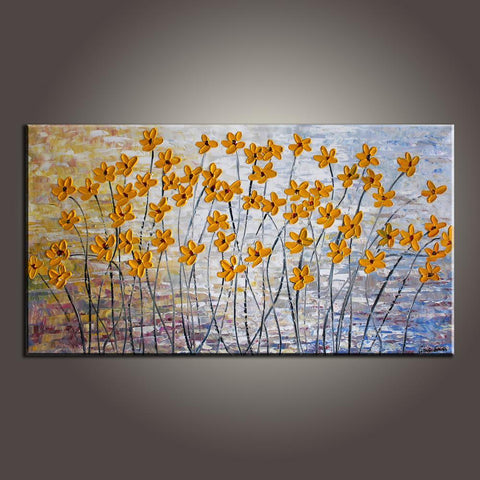 Art Painting, Flower Art, Modern Art, Contemporary Art, Abstract Art Painting, Canvas Wall Art, Living Room Wall Art, Canvas Art-LargePaintingArt.com