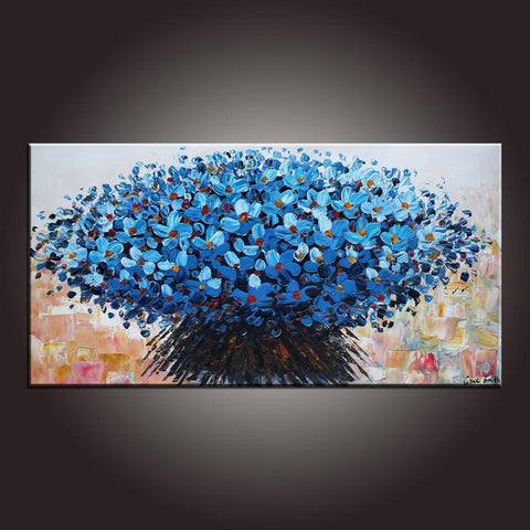 Modern Art, Flower Painting, Art on Canvas, Contemporary Art, Abstract Art Painting, Canvas Wall Art, Dining Room Wall Art, Canvas Art-LargePaintingArt.com