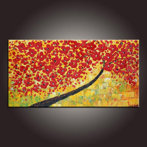 Modern Art, Contemporary Art, Flower Painting, Art on Canvas, Abstract Art Painting, Canvas Wall Art, Dining Room Wall Art, Canvas Art-LargePaintingArt.com