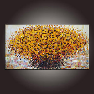 Contemporary Art, Flower Painting, Modern Art, Art on Canvas, Abstract Art Painting, Canvas Wall Art, Dining Room Wall Art, Canvas Art-LargePaintingArt.com