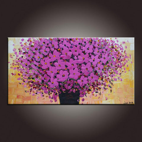 Modern Art, Art on Canvas, Contemporary Wall Art, Flower Painting, Abstract Art Painting, Canvas Painting, Dining Room Wall Art, Canvas Art-LargePaintingArt.com
