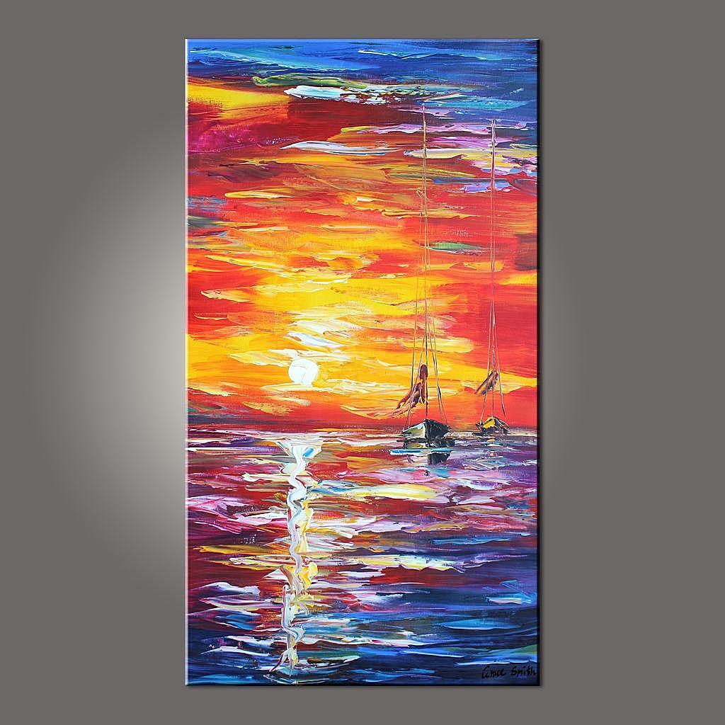 Boat Painting, Modern Art, Contemporary Art, Art Painting, Abstract Art, Abstract Art Painting, Living Room Wall Art, Canvas Art-LargePaintingArt.com