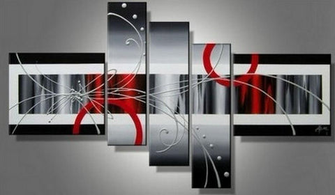 Abstract Canvas Painting, Huge Wall Art Paintings on Canvas, Acrylic Painting for Living Room, 5 Piece Wall Painting, Hand Painted Art-LargePaintingArt.com