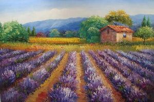 Lavender Field, Canvas Painting, Landscape Painting, Wall Art, Large Painting, Living Room Wall Art, Oil Painting, Canvas Art, Autumn Painting-LargePaintingArt.com