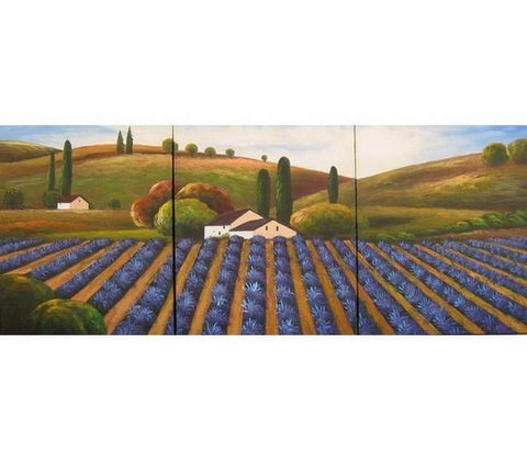 Lavender Field, Landscape Painting, Canvas Painting, Wall Art, Landscape Art, Wall Hanging-LargePaintingArt.com