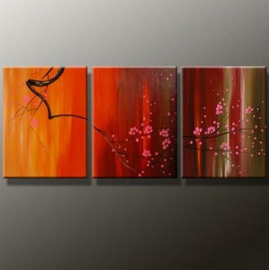 Flower Art, Plum Tree Painting, Canvas Painting, Original Art, Large Painting, 3 Panel Wall Art-LargePaintingArt.com