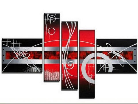 Canvas Wall Art, Canvas Painting, Huge Art, 5 Piece Wall Art, Large Wall Art, Abstract Painting, Hand Painted Art, Group Art-LargePaintingArt.com