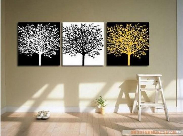 Black and White Art, Abstract Painting, 3 Piece Canvas Painting, Modern Art, Huge Painting, Tree of Life Art Painting-LargePaintingArt.com