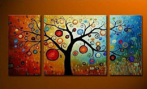 Heavy Texture Painting, Tree of Life Painting, 3 Piece Canvas Painting, Extra Large Painting, Huge Art-LargePaintingArt.com