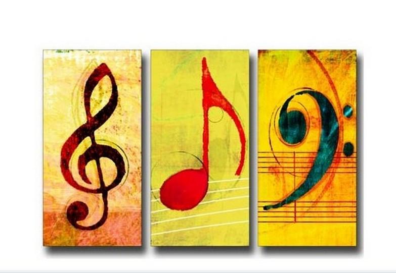 Musical Notes, Abstract Painting, Large Painting, Living Room Wall Art, Contemporary Art, 3 Piece Oil Painting, Canvas Wall Art, Ready to Hang-LargePaintingArt.com