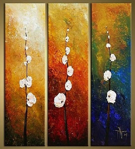 Flower Art, Bedroom Wall Art, Canvas Painting, Abstract Art, Large Art, Wall Painting, Abstract Painting, Acrylic Art, 3 Piece Wall Art, Canvas Art-LargePaintingArt.com