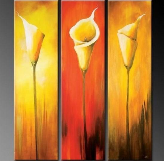Calla Lily Art, Abstract Flower Painting, Flower Canvas Painting, Bedroom Wall Art Paintings, 3 Piece Wall Art, Dining Room Canvas Art Ideas-LargePaintingArt.com