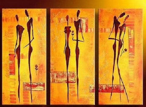 Modern Wall Painting, Abtract Figure Art, Bedroom Wall Art Paintings, Abstract Canvas Painting, Acrylic Art Painting, Simple Modern Art, 3 Piece Wall Art-LargePaintingArt.com