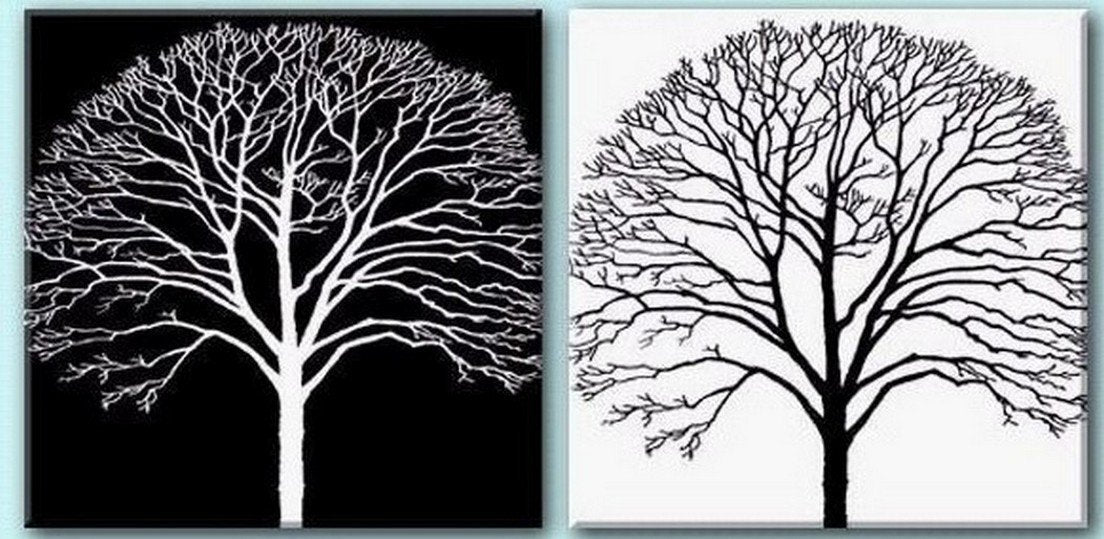 Tree Painting, Black and White Art, Abstract Art, Abstract Painting, Wall Art, Wall Hanging, Dining Room Wall Art, Modern Art, Hand Painted Art-LargePaintingArt.com