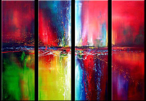 Living Room Wall Art Ideas, Abstract Art, Canvas Painting, Simple Abstract Painting, 4 Piece Wall Art, Wall Painting, Abstract Wall Art Paintings, Ready to Hang-LargePaintingArt.com