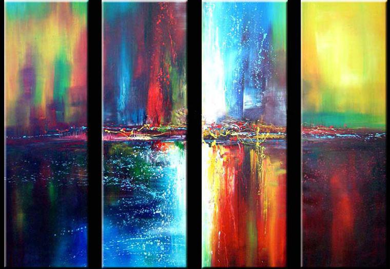 Abstract Wall Art Paintings, Ready to Hang Painting, Modern Wall Art Ideas, Living Room Canvas Painting, Abstract Painting on Canvas, 4 Piece Wall Art-LargePaintingArt.com