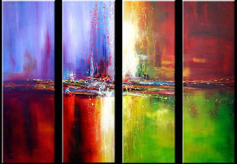 Simple Modern Art, Abstract Wall Art Paintings, Ready to Hang, Bedroom Wall Paintings, Simple Canvas Painting, Abstract Painting for Sale, 4 Piece Wall Art-LargePaintingArt.com