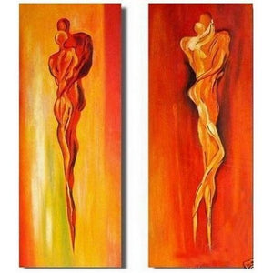 Contemporary Art, Abstract Art of Love, Bedroom Wall Decor, Art on Canvas, Lovers Painting-LargePaintingArt.com