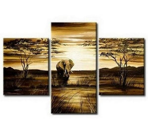 Canvas Art, Home Art Decor, African Art Painting, Dining Room Wall Art, Art on Canvas, Modern Art, Landscape Painting-LargePaintingArt.com