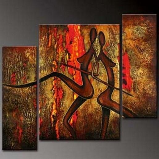 Abstract Figure Painting, Huge Painting, Wall Art, Large Painting, Living Room Wall Art, 3 Piece Wall Art, Home Art Decor-LargePaintingArt.com