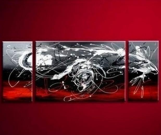Black And Red Abstract Art, Modern Living Room Wall Art, Hand Painted Large Canvas Painting, Dramatic Contemporary Wall Decor