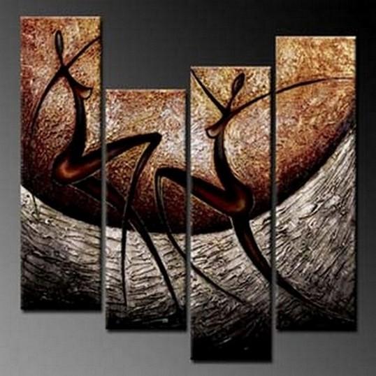 4 Piece Acrylic Painting, Abstract Figure Painting, Bedroom Wall Painting, Acrylic Painting Above Bed, Simple Modern Wall Art-LargePaintingArt.com