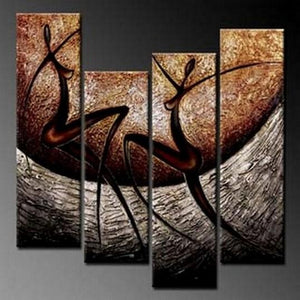 4 Piece Acrylic Painting, Abstract Figure Painting, Bedroom Wall Painting, Acrylic Painting Above Bed, Simple Modern Wall Art-LargePaintingArt.com