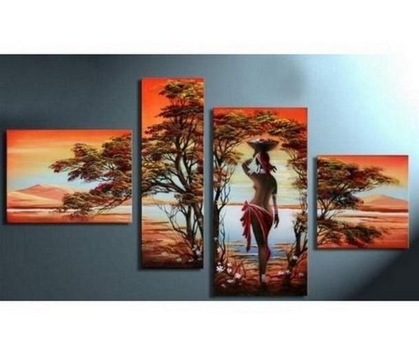 African Girl Painting, Hand Painted Canvas Art, Acrylic Painting on Canvas, African Canvas Painting, Living Room Wall Art Paintings-LargePaintingArt.com