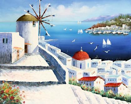 Landscape Painting, Wall Art, Large Painting, Mediterranean Sea Painting, Canvas Painting, Bedroom Art, Oil Painting, Canvas Wall Art-LargePaintingArt.com