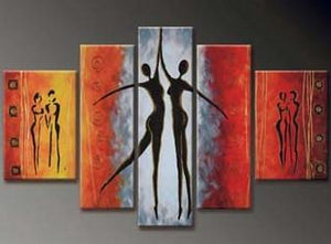 Dancing Figure Painting, Abstract Art, Canvas Painting, Wall Art, Large Art, Abstract Painting, Large Canvas Art, 5 Piece Wall Art, Bedroom Wall Art-LargePaintingArt.com