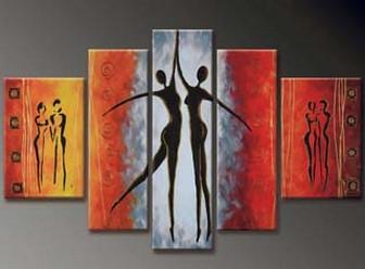 Dancing Figure Painting, Abstract Art, Canvas Painting, Wall Art, Large Art, Abstract Painting, Large Canvas Art, 5 Piece Wall Art, Bedroom Wall Art-LargePaintingArt.com