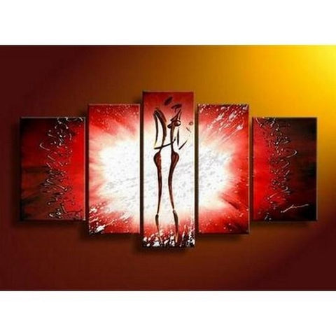 Canvas Art, 5 Panel Canvas Art, Abstract Art of Love, Canvas Painting, Wall Art, Lovers Painting-LargePaintingArt.com