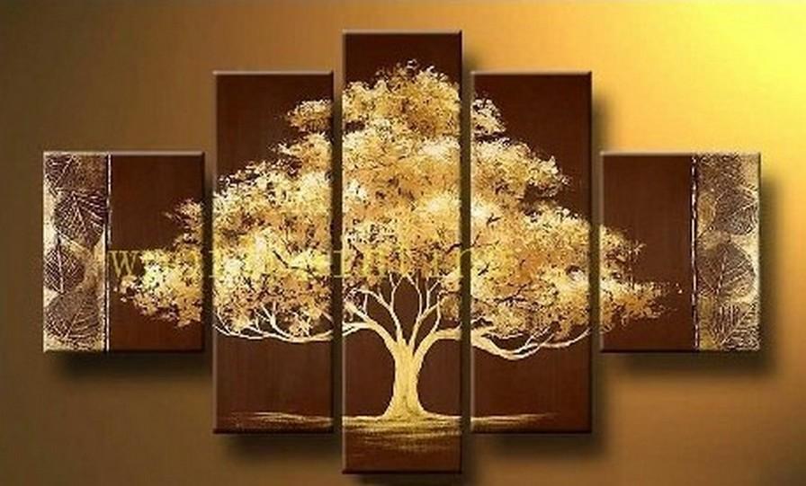 Simple Modern Art, Tree of Life Painting, Acrylic Abstract Painting, 5 Piece Canvas Painting, Acrylic Painting for Bedroom-LargePaintingArt.com