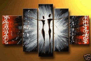 Dancing Figure Painting, Canvas Painting, Wall Art, Large Art, Abstract Painting, 5 Piece Wall Art, Bedroom Wall Art-LargePaintingArt.com