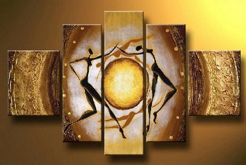 Canvas Painting, Wall Art, Modern Art, Canvas Art, 5 Piece Canvas Art, Dancing Figure Painting, Abstract Painting-LargePaintingArt.com