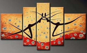 Wall Art, Dancing Figure Painting, Modern Art, Canvas Art, 5 Piece Canvas Art, Abstract Art, Canvas Painting, Abstract Painting, Contemporary Art-LargePaintingArt.com